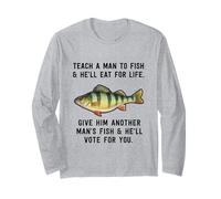 Teach A Man to Fish Inspirational Quote Heather Blue Long Sleeve T-Shirt