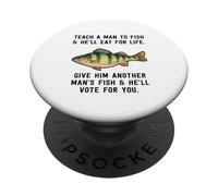 Teach A Man To Fish Inspirational Quote Heather Blue PopSockets Adhesive PopGrip