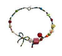[TEACH] Colorful Acrylic Butterfly Choker Necklace Artistic Colorful Butterfly Necklace Unique Beaded Clavicle Chain
