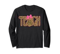 Teach Cute Ghost Leopard Pattern Teaching Teacher Halloween Long Sleeve T-Shirt