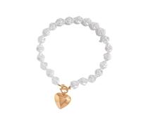 [TEACH] Elegant Heart Cut Out Beaded Pearl Necklace Set Comfortable Wear Material For Trendy Women