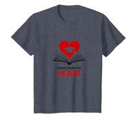 Teach from The Heart Inspirational Teacher, Teacher T-Shirt, Kids, Heather Blue, 12 Years