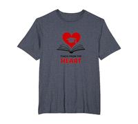 Teach from The Heart Inspirational Teacher, Teacher T-Shirt, Men's Big and Tall, Heather Blue, 2X Tall