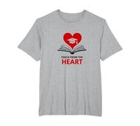 Teach from The Heart Inspirational Teacher, Teacher T-Shirt, Men's Big and Tall, Heather Grey, 5X Tall