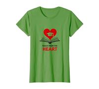 Teach from The Heart Inspirational Teacher, Teacher T-Shirt, Women, Grass, L