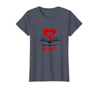 Teach from The Heart Inspirational Teacher, Teacher T-Shirt, Women, Heather Blue, L