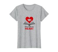 Teach from The Heart Inspirational Teacher, Teacher T-Shirt, Women, Heather Grey, 3XL