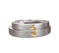 [TEACH] Ginkgoth leaf couple rings for eternal love trendy couples seeking romance and personality adjustable design casual wear