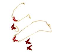 [TEACH] Graceful butterfly necklace ring earring set provides a touch of charm for versatile styling options