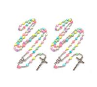 [TEACH] Heart Bead Rosary Cross Necklace for Daily Wear and Rituals, Free Size