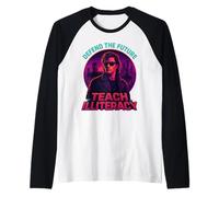 Teach Illiteracy Futuristic Retro Rebellion Sarcastic Raglan Baseball Tee