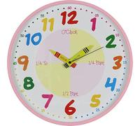 Teach Learn How to Tell Time Teacher Children Read Wall Analog Clock Colourful Glass 30cm