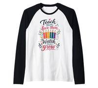 Teach Love Grow Educator Appreciation Pencils Raglan Baseball Tee