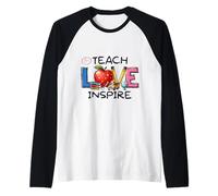 Teach Love Inspire Educator School Appreciation Raglan Baseball Tee