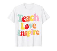 Teach Love Inspire First Day Back to School Teachers Value Graphic T-Shirt, Men, White, S