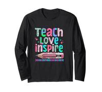 Teach Love Inspire Retro Groovy Teacher Student Long Sleeve T-Shirt