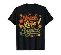 Teach Love Inspire Teacher Appreciation Educator Present Value Graphic T-Shirt, Men, Black, S