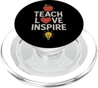 Teach, Love, Inspire with Apple and Lightbulb Art PopSockets PopGrip for MagSafe