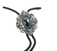 [TEACH] Men's Bolo Tie Western Carved Stone Cowboy Pendant Shirt Chain Collar Neck Leather Covered Rope Jewelry Necklace