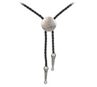 [TEACH] Men's Metal Indian Head Portrait Cowboy Bolo Tie Western Faux Leather Rope Neck Tie Jewelry Shirt Chain Necklace