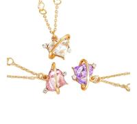 [TEACH] Pack of 3 Simple Necklaces Fashionable Heart Pendant Necklace Neck Jewelry for Youthful Couples and Close Friends