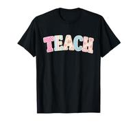 Teach Patchwork Floral Stripes, Teacher Vintage Cottage core T-Shirt
