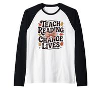 Teach Reading Change Lives Fall Literacy Teacher Tutor Women Raglan Baseball Tee