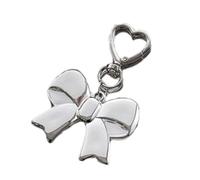 [TEACH] Sweet Bowes Keychain Car Chain Bowknot Keyring Bag Charm Handbag Charm Lovely Heart Keychain Phone Bowknot Key Ring Heart Car Chain Sweet Chain Keychain Pendant Bag Decoration, Silver