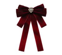 [TEACH TO] A sophisticated pre-tied bow tied with rhinestone pearl decoration for uniforms Student Velvet Bowknot Tie Clip Pearls Brooch Bowtie