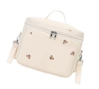 [Teach To] Multifunctional Crossbody Shoulder Bag Mom Bag Embroidery Beer Travel Bag Kids Bottle Toizer Bag Maternity Bag, Bear White