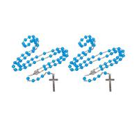 [TEACH] Unique blue glowing bead necklace featuring pendant prayer bead necklace for trendy spiritual accessories, Free Size
