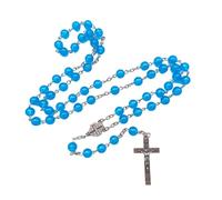 [TEACH] Unique blue glowing bead necklace featuring pendant prayer bead necklace for trendy spiritual accessories, Free Size
