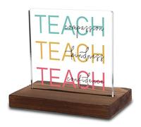 Teach Values Acrylic Plaque Gift, Appreciation Gift for Educator, Modern Office Desk Decor for Mentor, Transparent Acrylic Plaque with Wooden Stand, WTT80