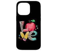 Teacher Apple Love Pencil Leopard Back to School Case for iPhone 14 Pro Max