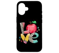 Teacher Apple Love Pencil Leopard Back to School Case for iPhone 16