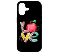 Teacher Apple Love Pencil Leopard Back to School Case for iPhone 17