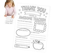 Teacher Appreciation Card,Cute Teacher Appreciation Card - Thank You Teacher Coloring Cards - Kindergarten Class Teacher Card, Fun Project for Coloring and Having Fun