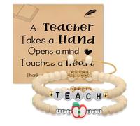 Teacher Appreciation Gift, 2 Pcs Teacher Bracelet for Women, Teachers' Day Back to school Graduation Birthday Valentine Retirement End of Year Gifts from Student