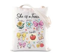 Teacher Appreciation Gift Christian Tote Bag Religious-Teacher Coquette Bow Shoulder Bag Bible Verse Gift (Teacher Bible)