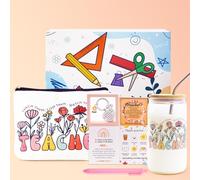 Teacher Appreciation Gift Sets, Teacher Thank You Appreciation Gift Basket for Women, Back to School Gift, Christmas Gift for Teacher -18OZ Coffee Glass Candle Gifts Set for Teachers (Blue)