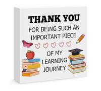 Teacher Appreciation Gifts Engraved Wooden Block Sign Desk Decor Sign for Teacher Graduation Christmas Birthday Thank You Gifts for Teacher Mentor Friends Classmate Study Partner