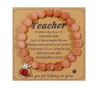 Teacher Appreciation Gifts for Teachers Colorful Handmade Red apple Pendent Bracelet Teacher Thank You Gift Inspirational Back to School Bracelet With Message Card Christmas Thanksgiving Gift, S, Zinc