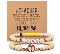 Teacher Appreciation Gifts for Women, Gifts for Teachers, 2PCS Thank You Bracelet and 1 Card, Thank You Gifts for Teacher, End of The Year Teachers Appreciation Bracelet Must Have Present from Student