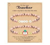 Teacher Appreciation Gifts for Women,Teacher Must Haves Initial Bracelet Mrs Miss End of Year Teacher Gifts Thank You for Helping Me Grow Music Math Science Teachers Bracelets Retirement 2 Set Jewelry