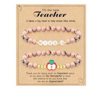 Teacher Appreciation Gifts for Women,Teacher Must Haves Initial Bracelet Mrs Miss End of Year Teacher Gifts Thank You for Helping Me Grow Music Math Science Teachers Bracelets Retirement 2 Set Jewelry