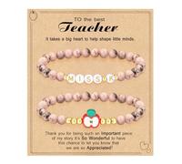 Teacher Appreciation Gifts for Women,Teacher Must Haves Initial Bracelet Mrs Miss End of Year Teacher Gifts Thank You for Helping Me Grow Music Math Science Teachers Bracelets Retirement 2 Set Jewelry
