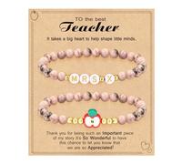Teacher Appreciation Gifts for Women,Teacher Must Haves Initial Bracelet Mrs Miss End of Year Teacher Gifts Thank You for Helping Me Grow Music Math Science Teachers Bracelets Retirement 2 Set Jewelry