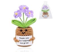 Teacher Appreciation Gifts from Student,Thank You for Helping Me Grow,Thank You Gifts for Coworkers Boss Lady Friend Family Teacher,Christmas,Birthday,Positive Crochet Purple Forget Me Not Thank