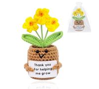 Teacher Appreciation Gifts from Student,Thank You for Helping Me Grow,Thank You Gifts for Coworkers Boss Lady Friend Family Teacher,Christmas,Birthday,Positive Crochet Yellow Forget Me Not Thank