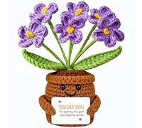 Teacher Appreciation Gifts, Handmade Emotional Support Crochet Flowers with Thank You Card, Mentor Gift for Women, Nurse Week Gift, Professor Counselor, Purple Forget-Me-Nots Set of 6, Graduation Gift